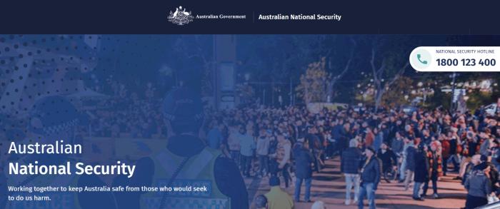 National Security Australia | 1800 123 400