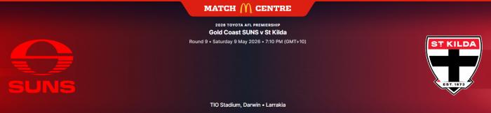 AFL: Gold Coast Suns vs St Kilda: 2026 AFL Premiership 2026