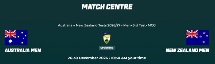 Boxing Day Test 2026: Australia v New Zealand