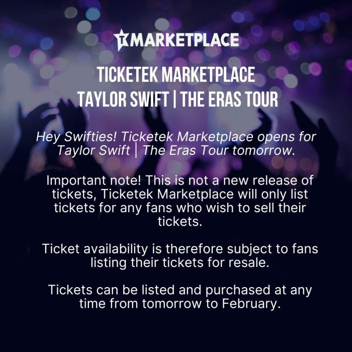 Taylor Swift Ticketek Marketplace