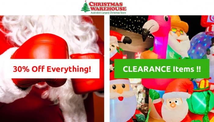 Christmas Warehouse: Boxing Day 30% Off SALE